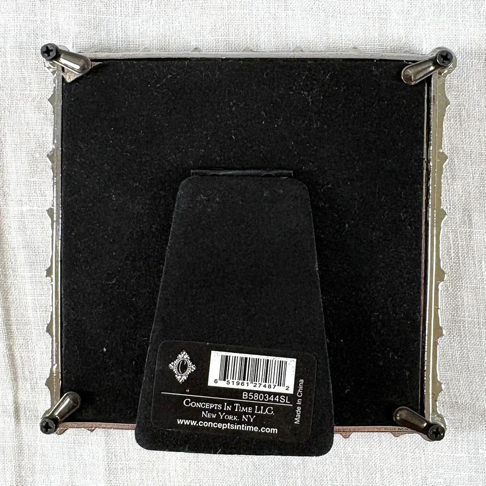 Concepts In Time Silver Floral Faux Pearl Square Picture Frame